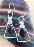 Purple Flourite Triangle Earrings