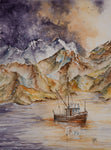934-Txs (Boat & Mountians) Jen Depesa Art